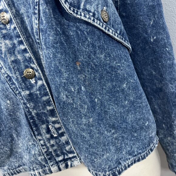 Vtg Cherokee Denim Jacket Womens M Acid Wash Hi‎ Low 80s Y2K Made USA - Picture 2 of 10